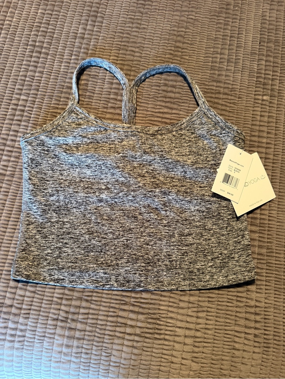 🆕 BEYOND YOGA Black Space Dye Cropped Sports Tank